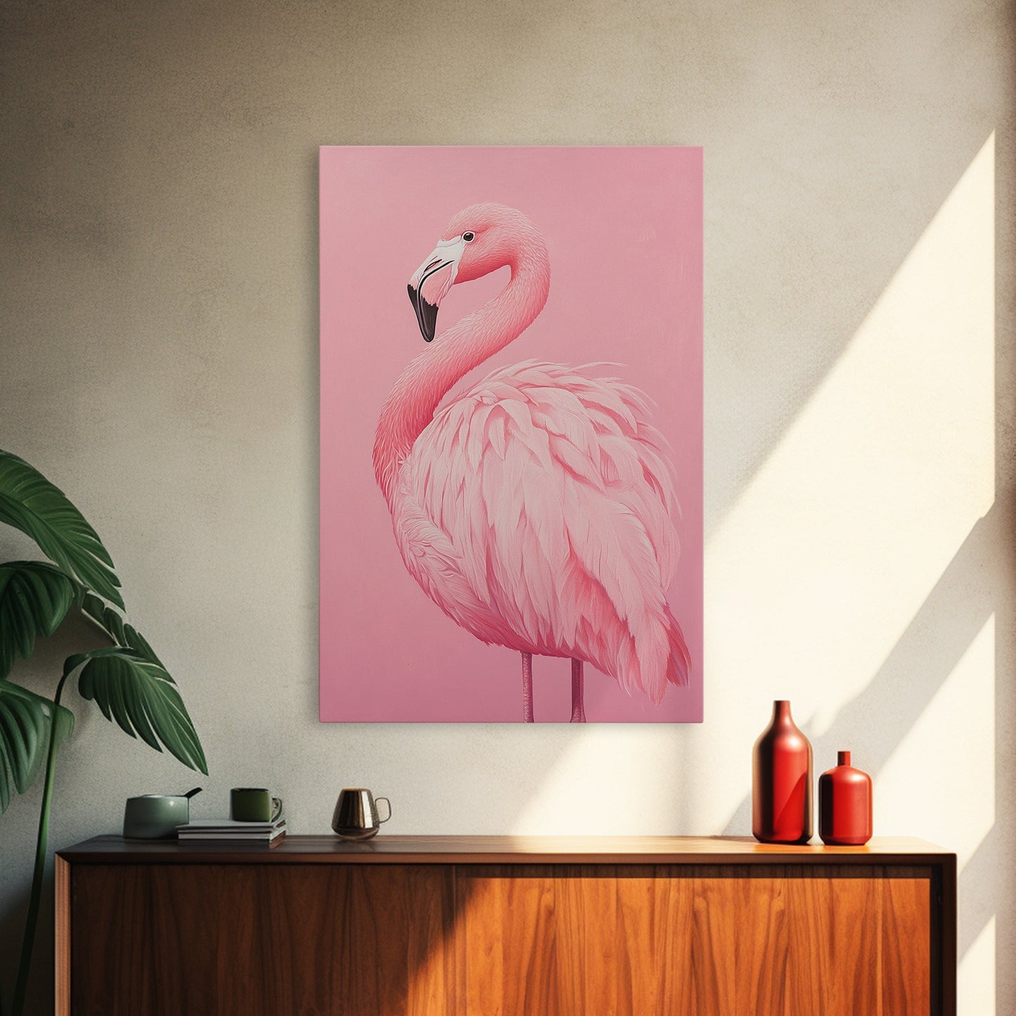 Pink Flamingo Painting Canvas Print, Flamingo Wall Art, Animals home Decor, Preppy Decor, Preppy Dorm Room Art, Preppy Decor, Girl Gift