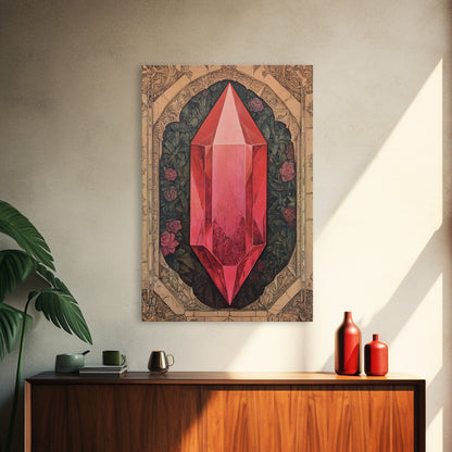 Ruby Painting Print, Framed Canvas Print, Gemstones Wall Art, Precious Stone Painting, Red Gem, Ruby Painting, Antique Minerals Art