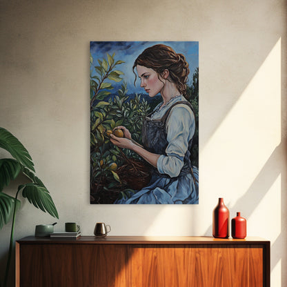 Woman In Garden Painting Print, Victorian Woman Portrait Painting Print, Lady In The Garden, Traditional Wall Art