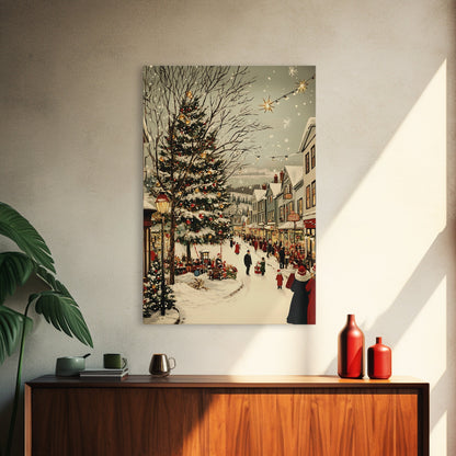 Christmas in Demark Framed Canvas Print, European Christmas Village Wall Art, Snowy Christmas Village Print, Christmas Prints, Xmas Art