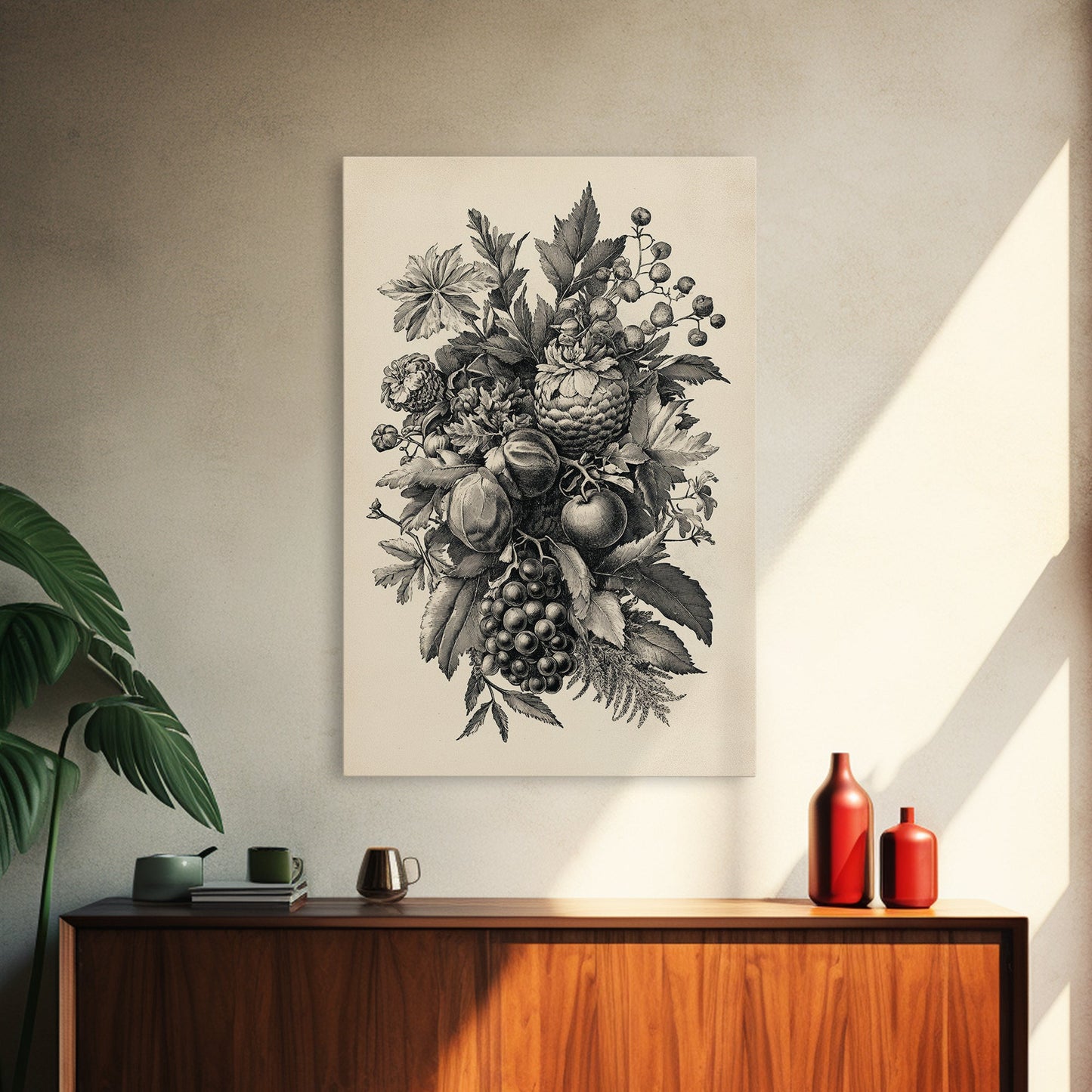 Vintage Christmas Wall Art Canvas Print - Framed Canvas - Minimalist Christmas Art - Boho Christmas Art - Rustic Christmas Art