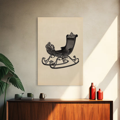 Christmas Sleigh Canvas Print - Framed Canvas - Minimalist Christmas Art - Boho Christmas Art - Rustic Christmas Art