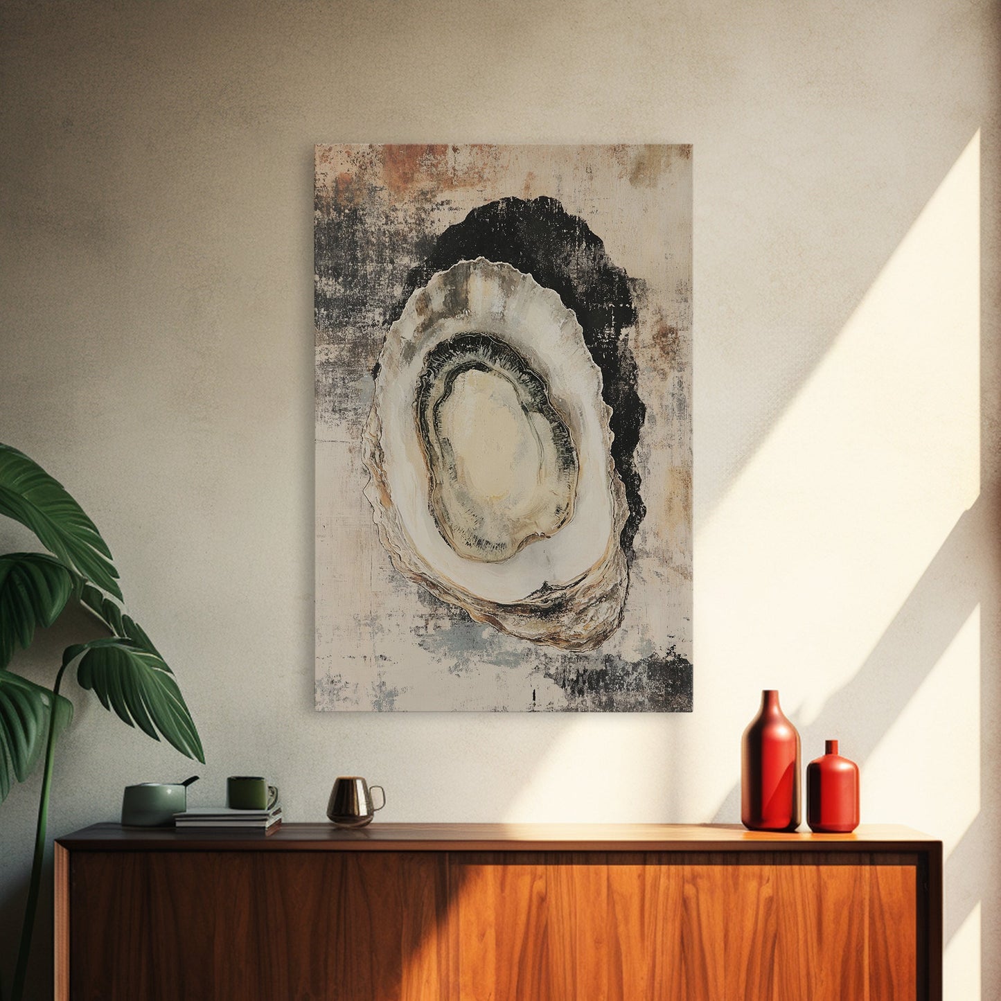 Oyster Painting Print Coastal Watercolor Wall Art Sea Shell Print Minimalist Poster Oyster Shell Painting Oyster Shell Art