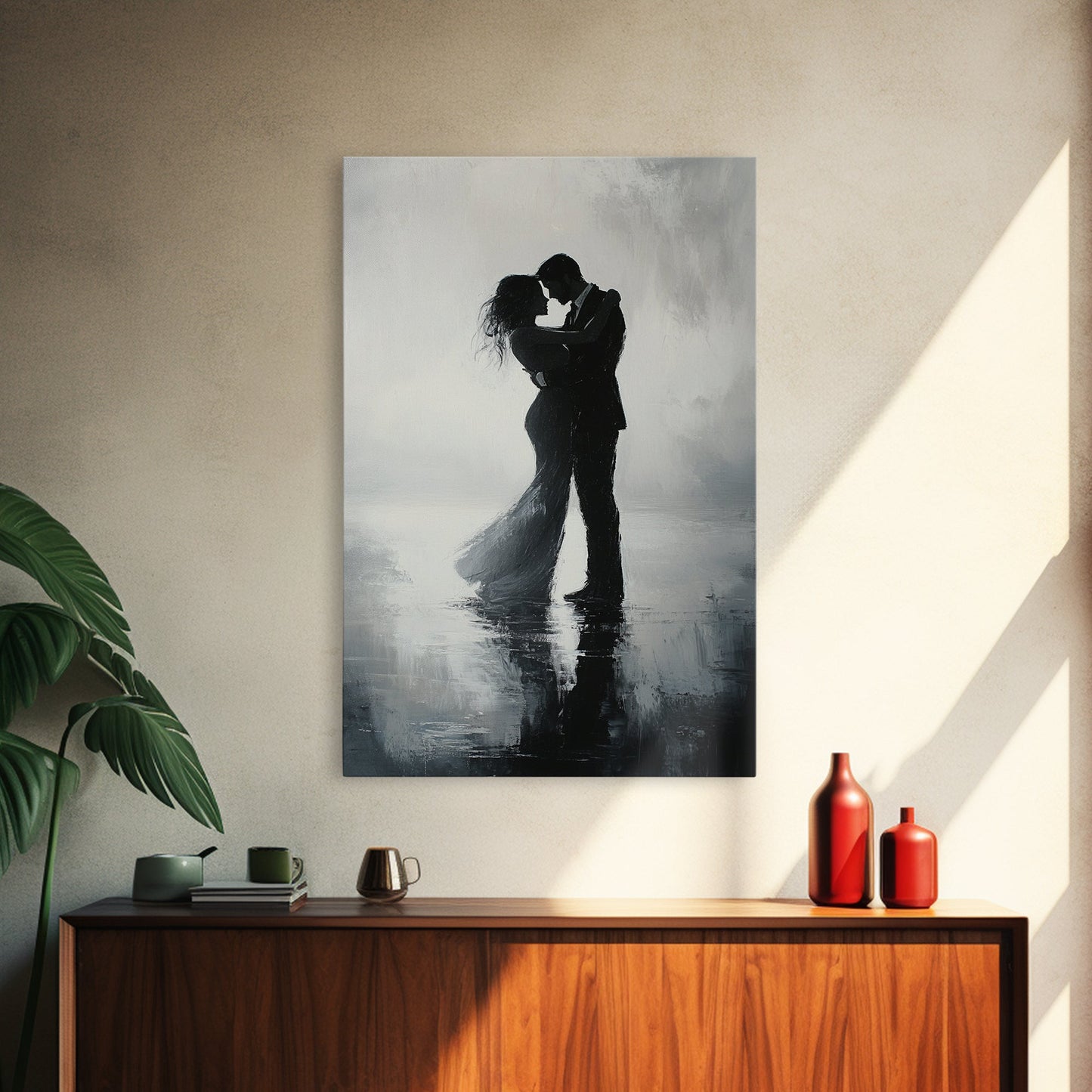 Oil Painting Print Of a Couple Dancing, Wood Framed Wall Art, Wedding Gift Idea, Wedding Decoration, Couple Dancing Art, Couple Painting