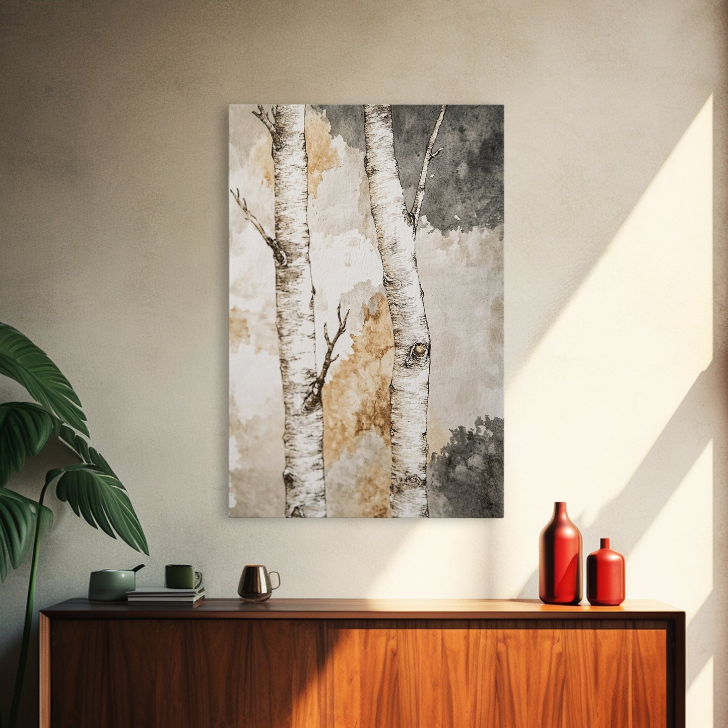 Ready To Hang Birch Tree Forest Painting Print Aspen Trees Painting Wall Art Wabi Sabi Modern Home Decor Minimalist Wabi Sabi Painting