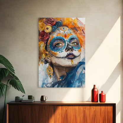 Chicano Art Framed Canvas Print, Day of the Dead / Dia De Los Muertos Wall Art, Mexicano Decor, Mexicano Wall Art, Senora Portrait