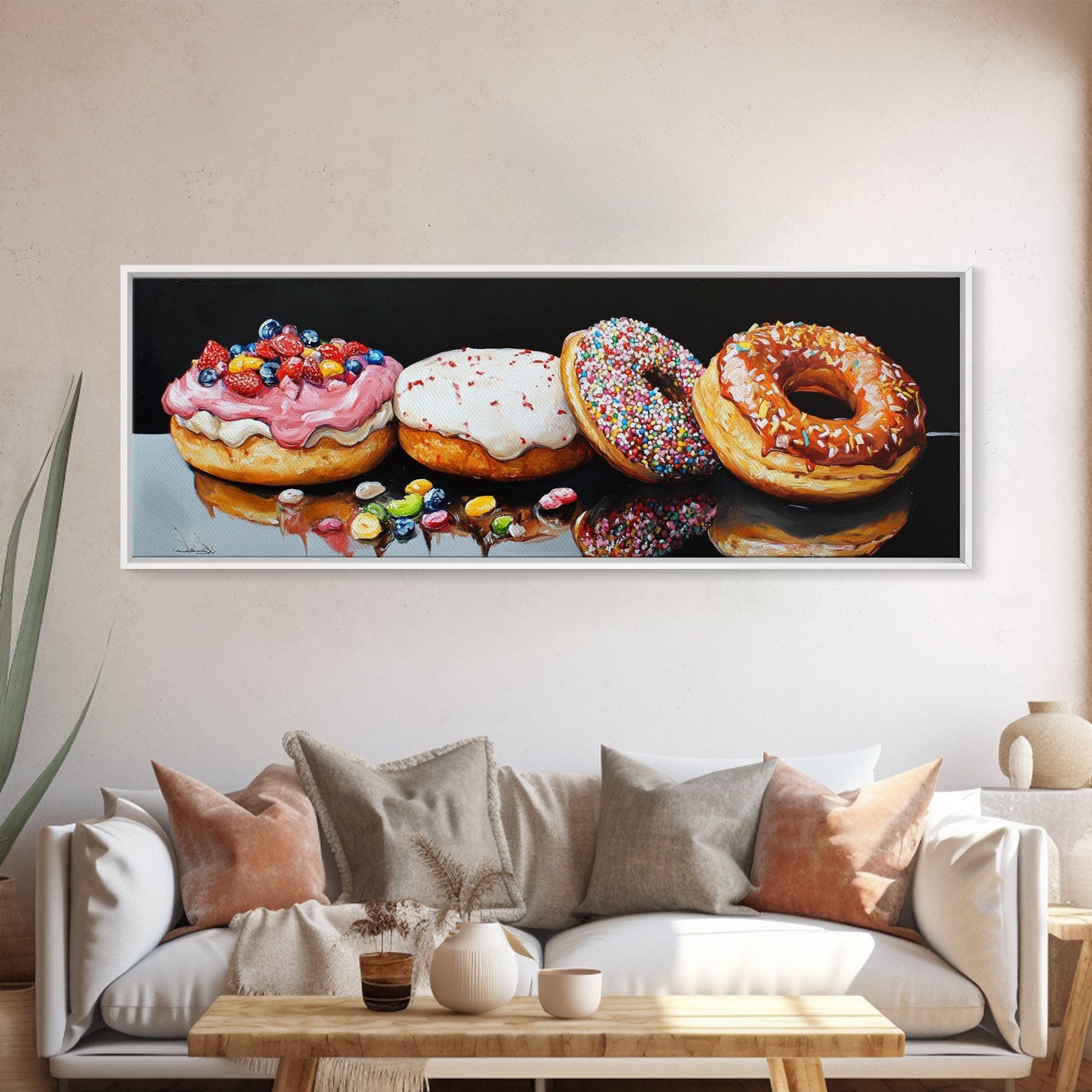 Renaissance Style Painting Of Some Donuts, Framed Canvas Print, Bakery Decor, Bakery Wall Art, Donut Shop Wall Art, Funny Renaissance Art
