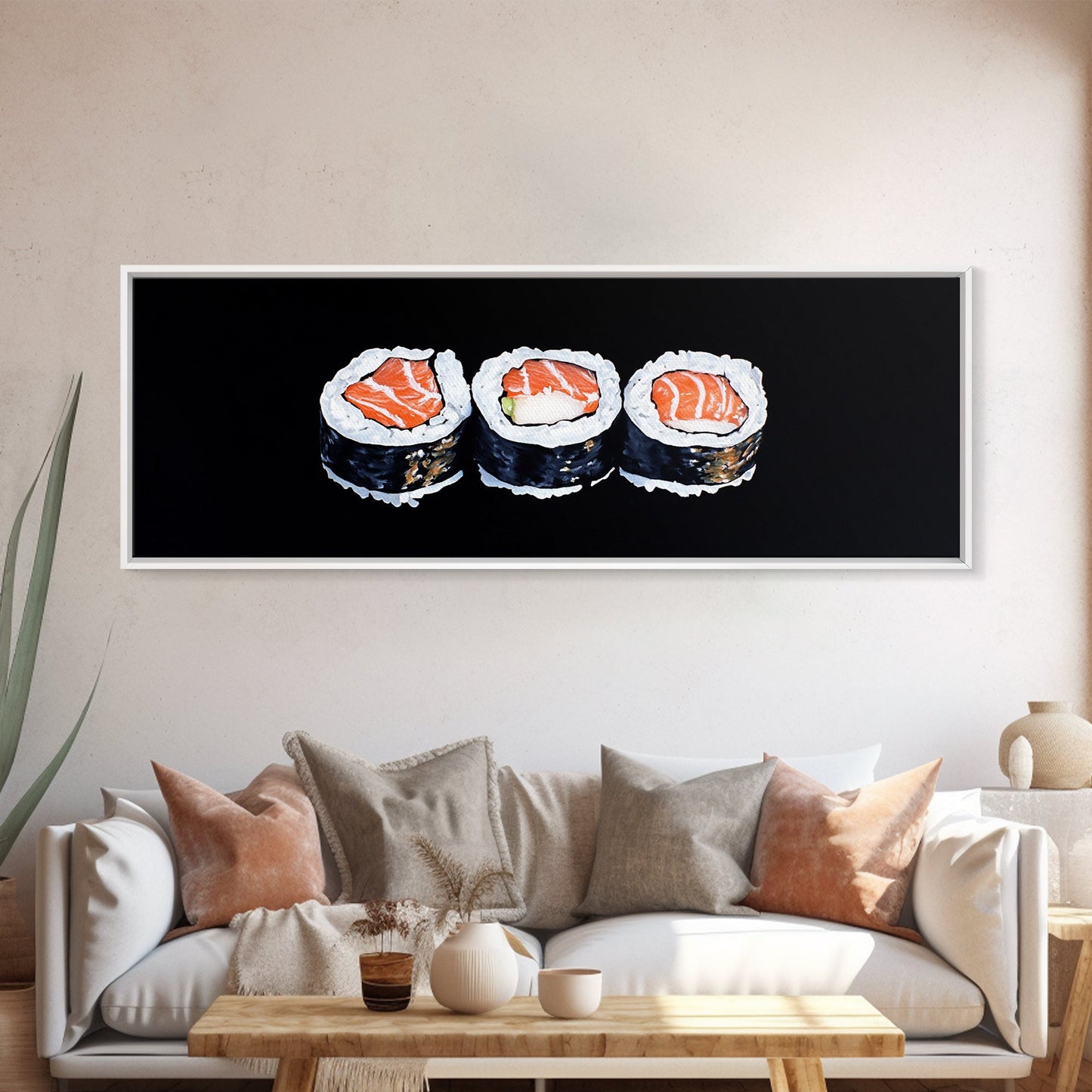 Abstract Sushi Painting Print, Food Art, Framed Canvas Print, Kitchen Decor, Minimalist Kitchen Wall Art, Kitchen Painting, Wall Art For Kitchen