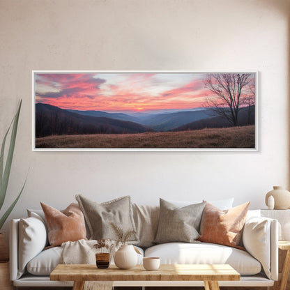 Great Smoky Mountains Panoramic Wall Art Canvas Print, Smoky Mountains Photography Style Wall Art, Landscape Painting