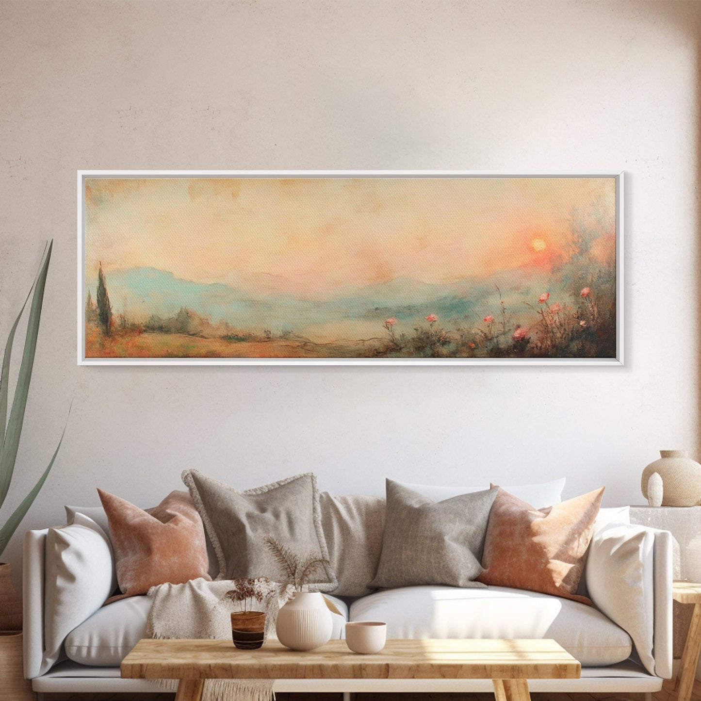 Moody Floral Landscape Painting Print, Panoramic Wall Art, Moody Artwork, Moody Landscape, Moody Wallpaper Wall Art, Moody Art Print
