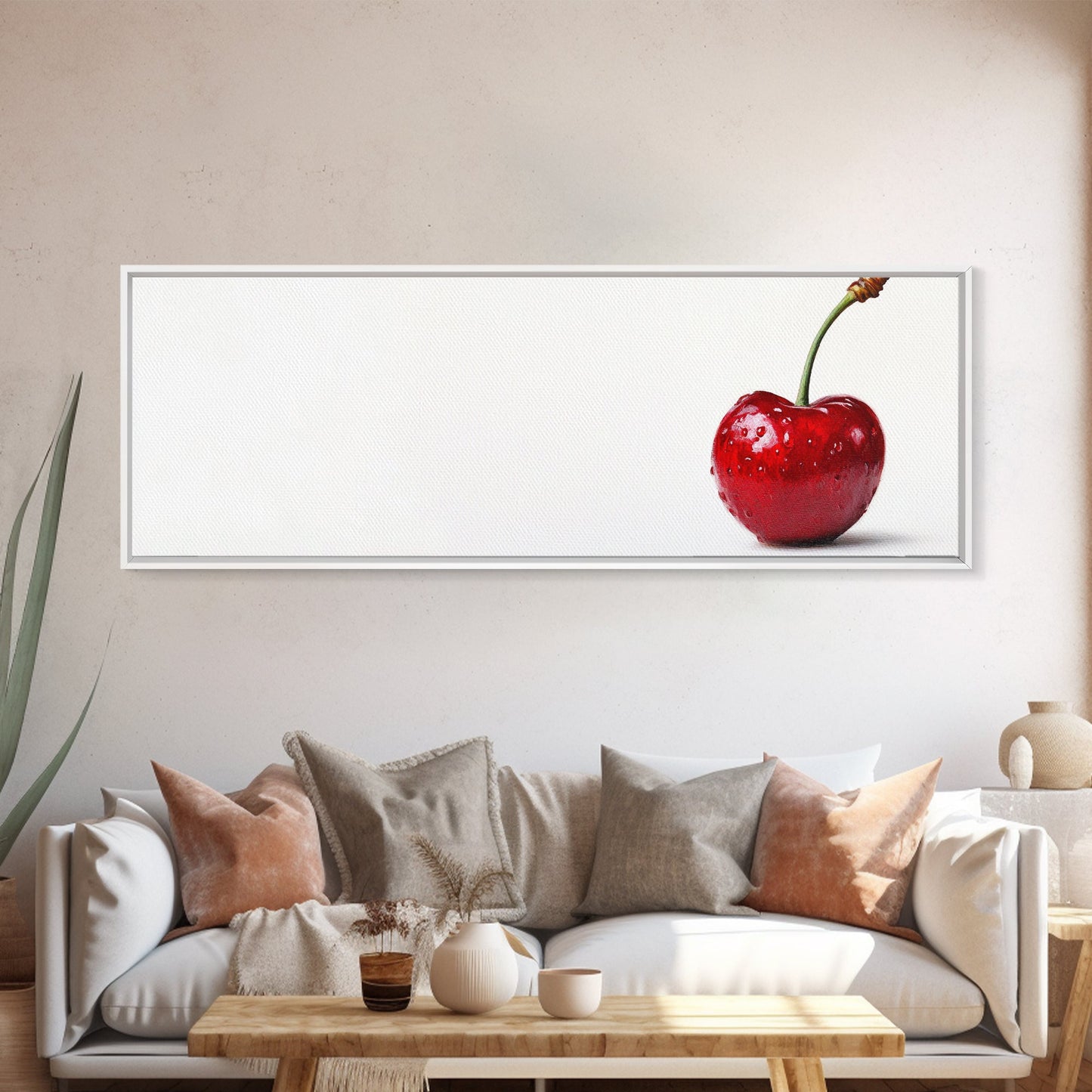 Cherry Painting Print, Panoramic Decor, Cherry Wall Art, Original Cherry Painting Wall Art For Kitchen, Extra Wide Horizontal Art, Cherry Decor