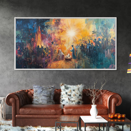 Nativity Painting Canvas Print | Christmas Wall Art | Christian Art | Christian Painting | Nativity Drawing | Nativity Oil Painting | Living Room Art