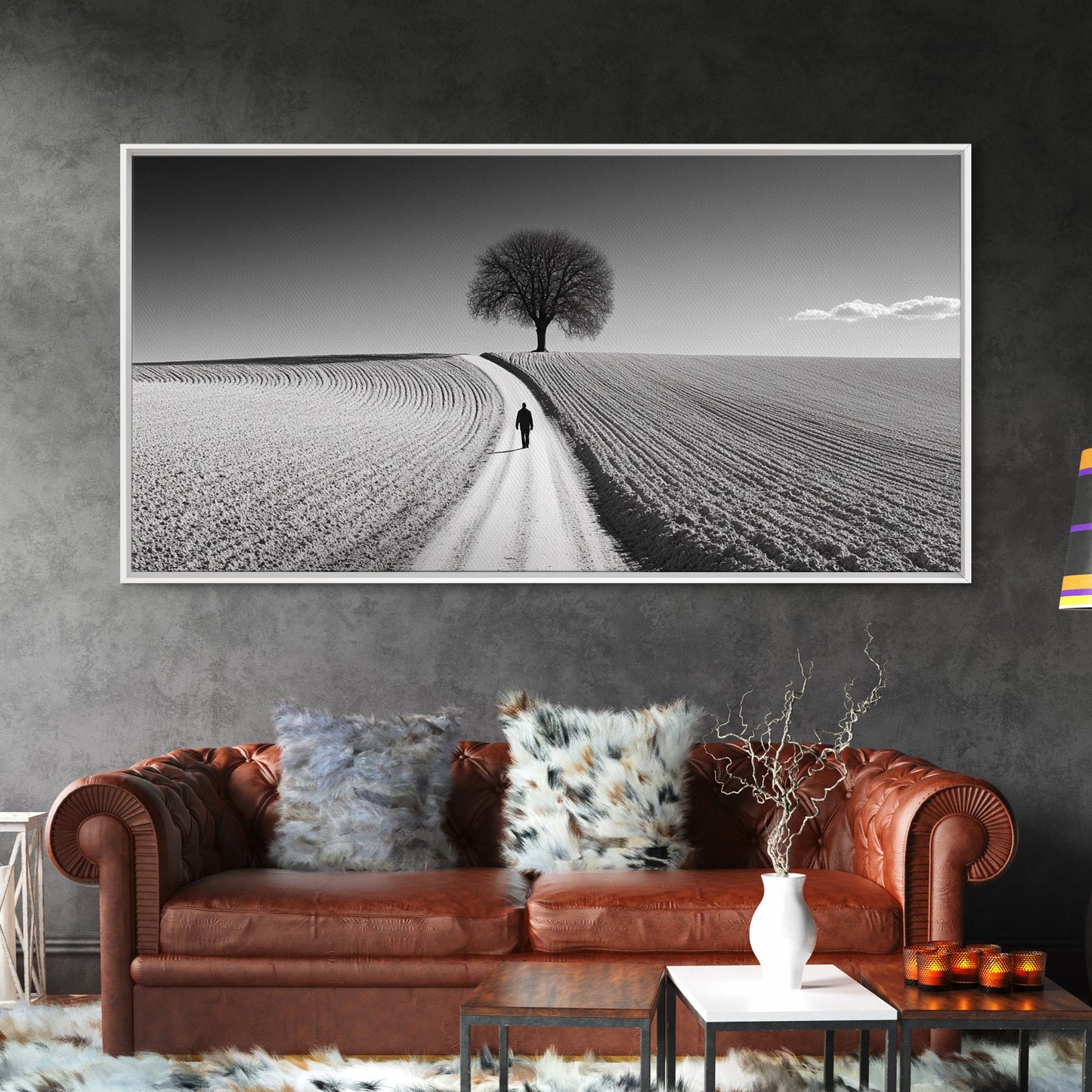 Black and White Photography Style Print - Framed Canvas Print - Subdued Home Decor - Ready to Hang Wall Art - Centerpiece Wall Art