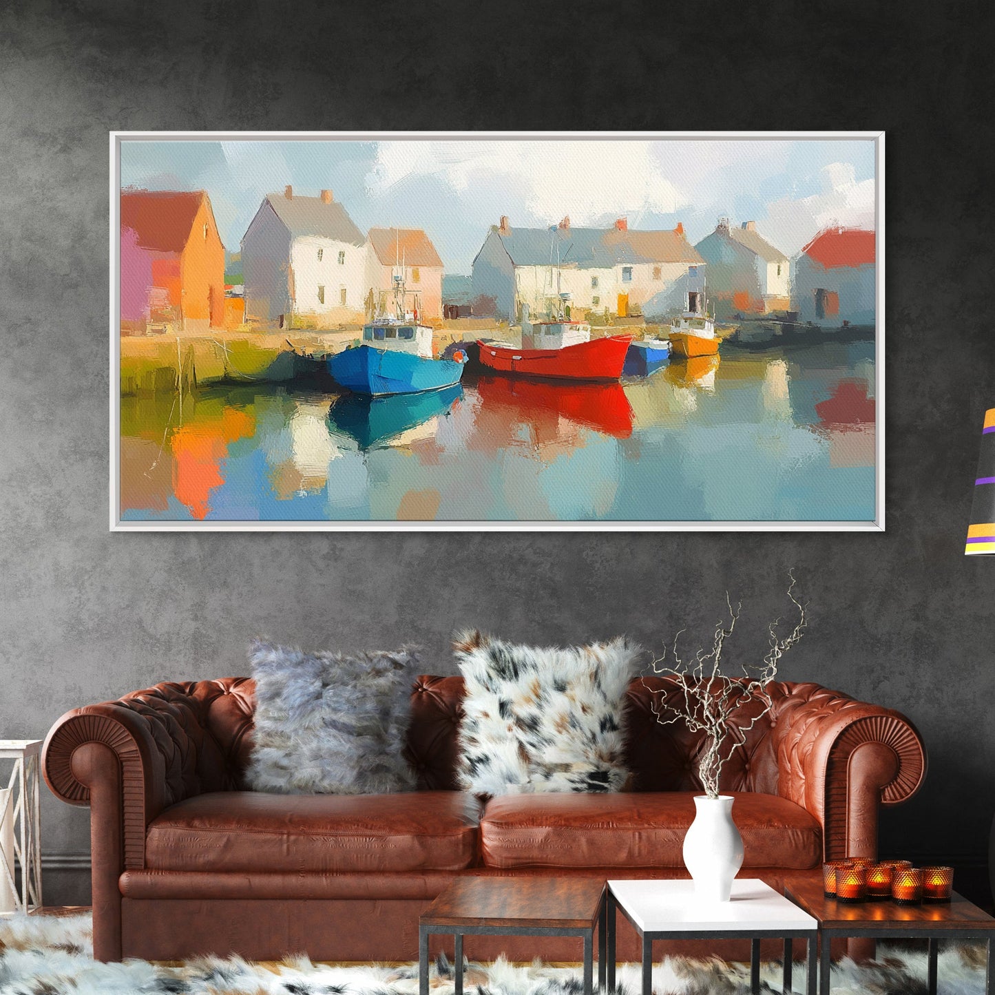 Retro Nantucket Wall Art Framed Canvas Print | Nantucket Oil Painting | Nantucket Decor | Nautical Wall Art | Seascape Painting