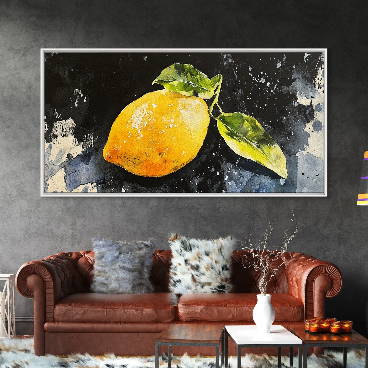 Lemon Painting Canvas Print - Kitsch Kitchen Decor - Eclectic Wall Art - Gift For Someone Who is Very random but likes lemons, like me