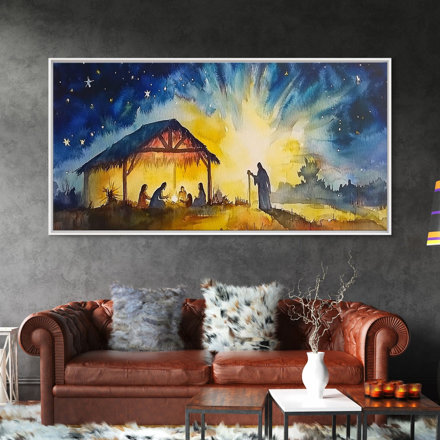 Christmas Wall Art Framed Canvas Print - Nativity Painting - Nativity Decor - Christian Wall Art - Jesus Art - Jesus Painting