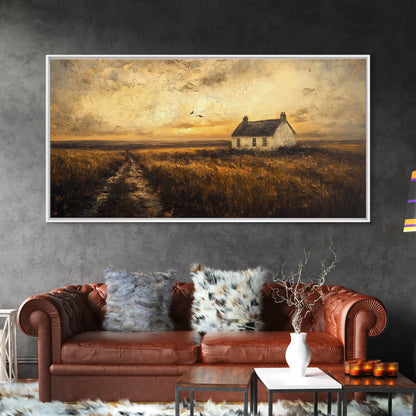 Retro Vintage Farmhouse Painting Print, Cute Rustic Boho Wall Art, Modern Farmhouse Oil Painting Wall Art for Living Room