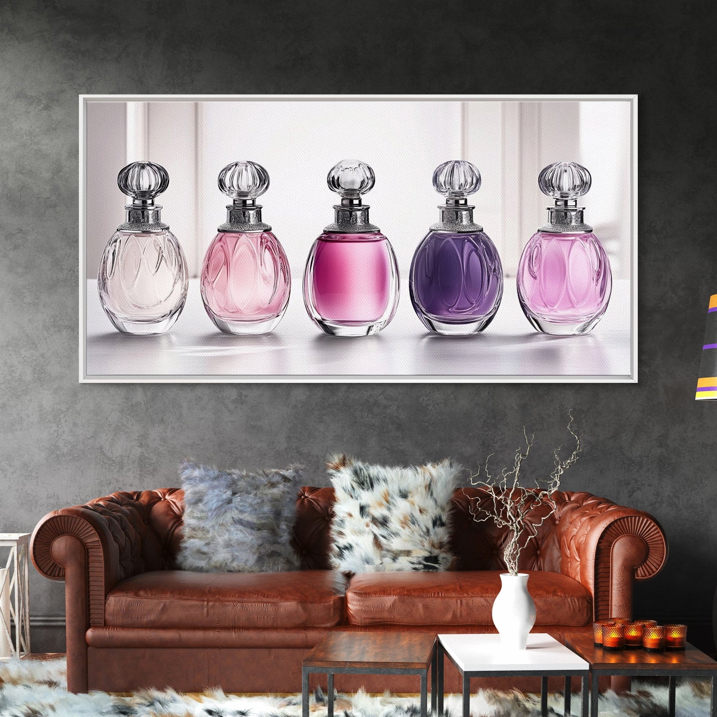 Perfume Bottles Canvas Print, Preppy Dorm Room Decor, Perfume Bottles Painting, Girl's Room Art, Gift For Her, Gift For Daughter or Mom
