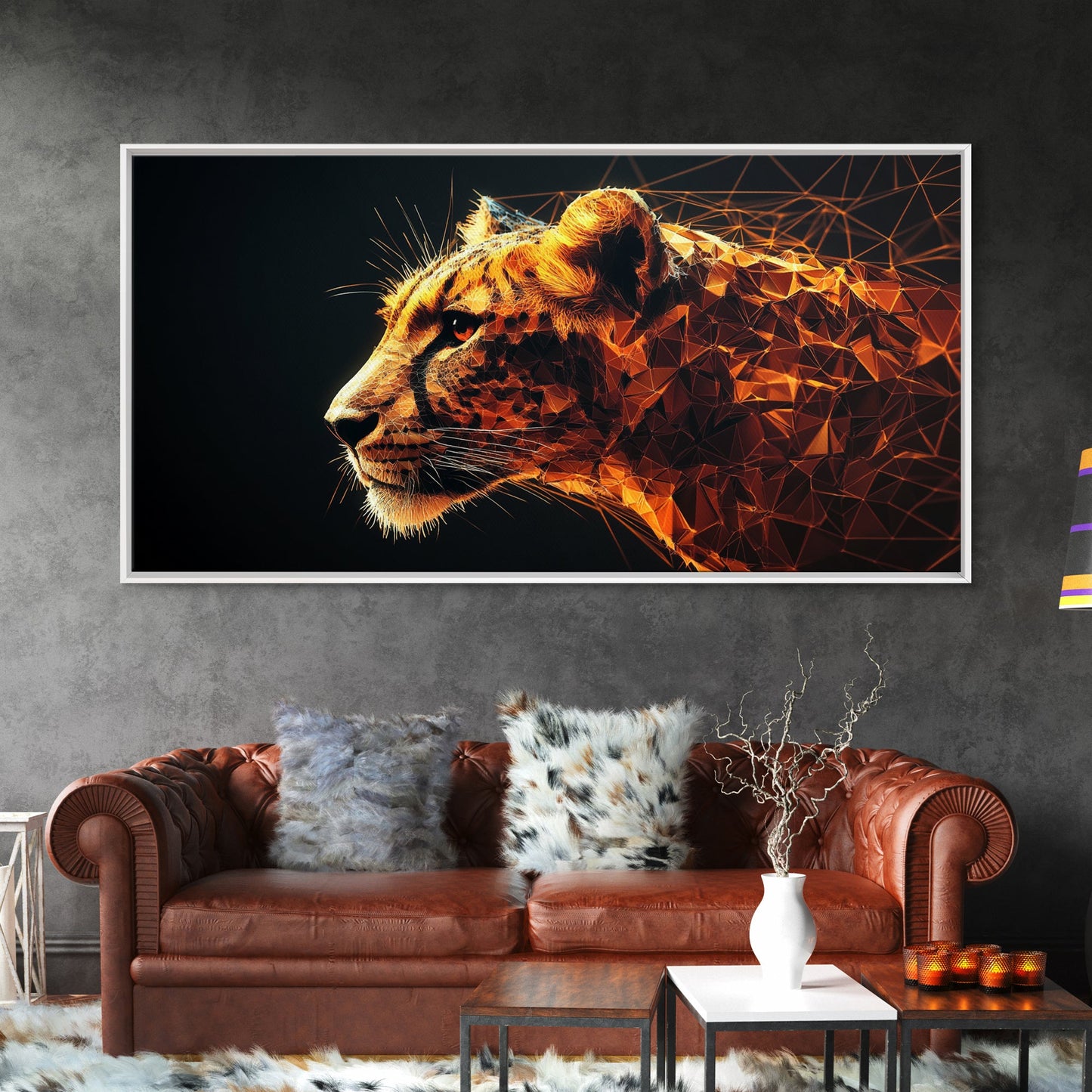 Horizontal Cheetah Print - Framed Canvas Print - Cheetah Painting - Cheetah Wall Art - Big Cat Wall Art - Thought Provoking Abstract Art