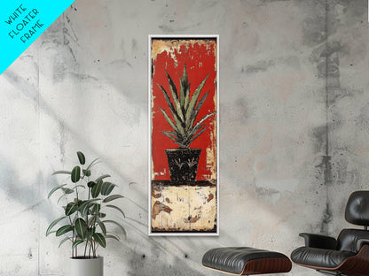 Agave Plant in Red Pot Canvas Print Southwest Wall Art Rustic Decor Botanical Prints Bold Colors Living Room Art