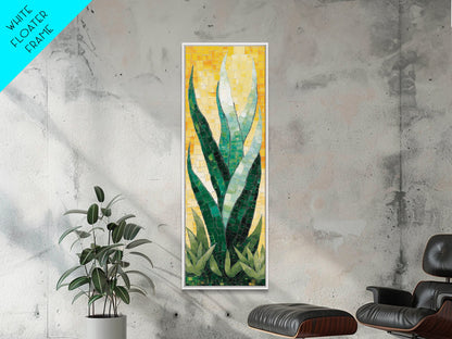 Mosaic Agave Plant Framed Canvas Print Botanical Prints Green Wall Art Rustic Decor Whimsical Art Kitchen Decor