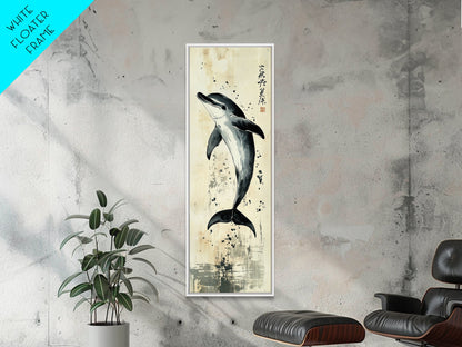 Canvas Print Dolphin Painting Coastal Nautical Wall Art with Splash Effect, Living Room Above Sofa Art, Bedroom Decor, Coastal Art Print