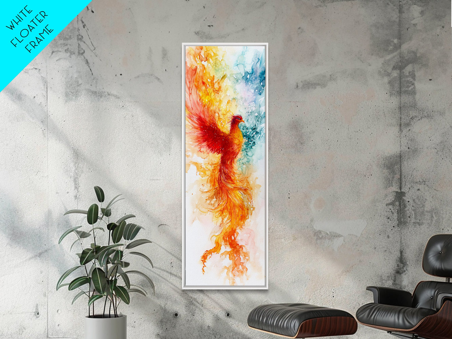 Ethereal Phoenix Rising from the Ashes in Subtle Pastel Shades – Mystical Bird Canvas Print, Ideal Wall Art for Calm and Cozy Spaces