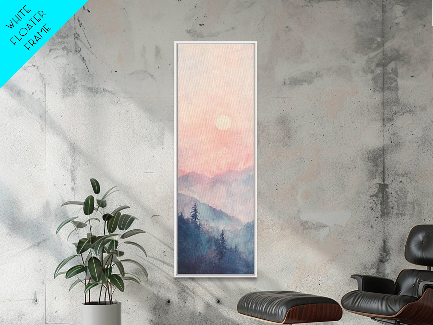 Sunset Over the Blue Ridge Mountains, Framed Canvas Print, Blue Ridge Mountains Painting, Home Decor, Ready To Hang Art, Mountain Painting