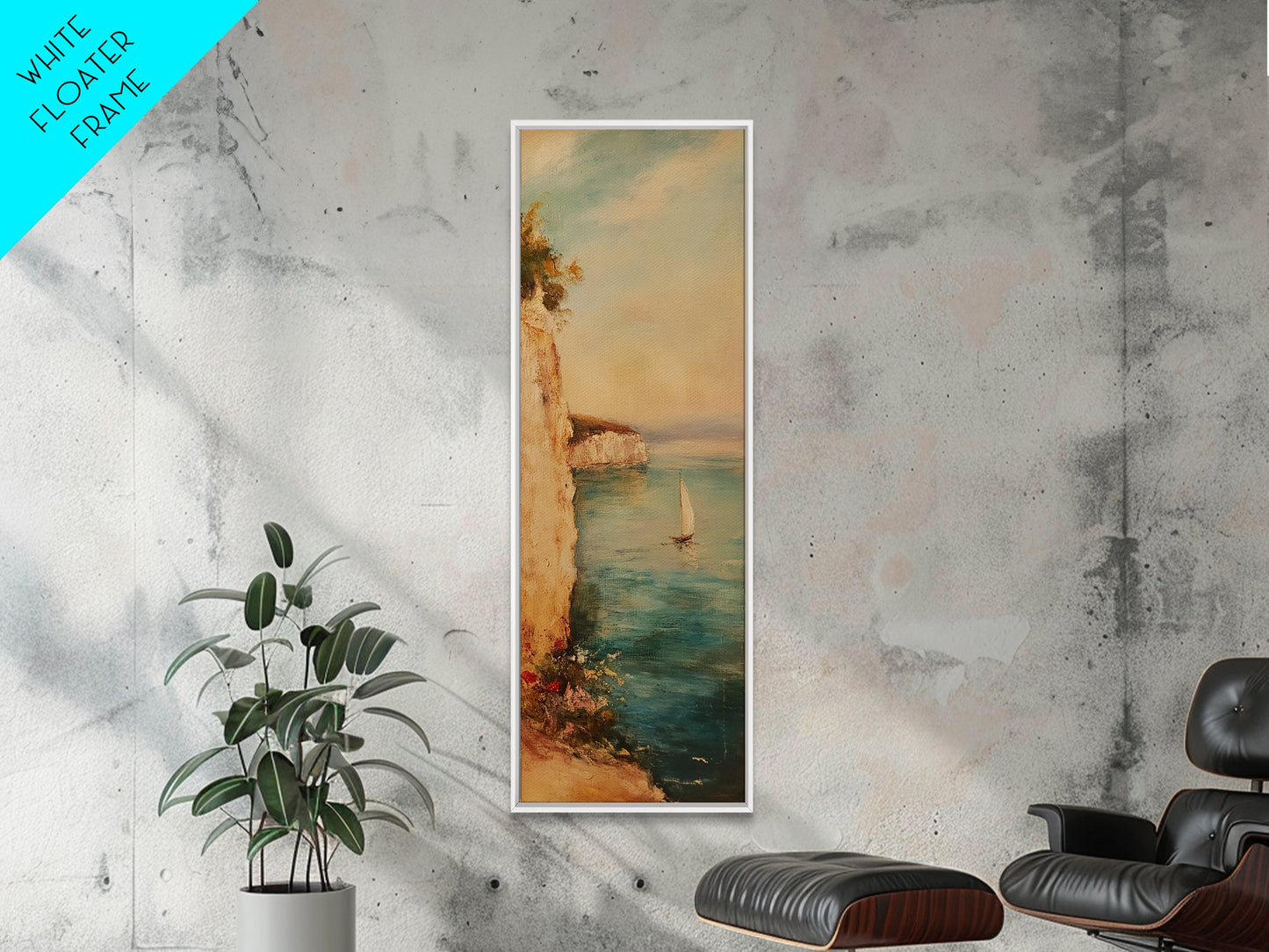 Nautical Seascapes Framed Canvas Print - Sailboat In The Bay - Sailboat Painting - Nautical Art - Coastal Home Decor - Coastal Oil Painting