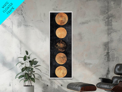 Canvas Print of Gold and Black Sacred Geometry Art, Moroccan Wall Art, Mosaic Style Decor, Tall Narrow Art, Skinny Wall Art, Living Room Art