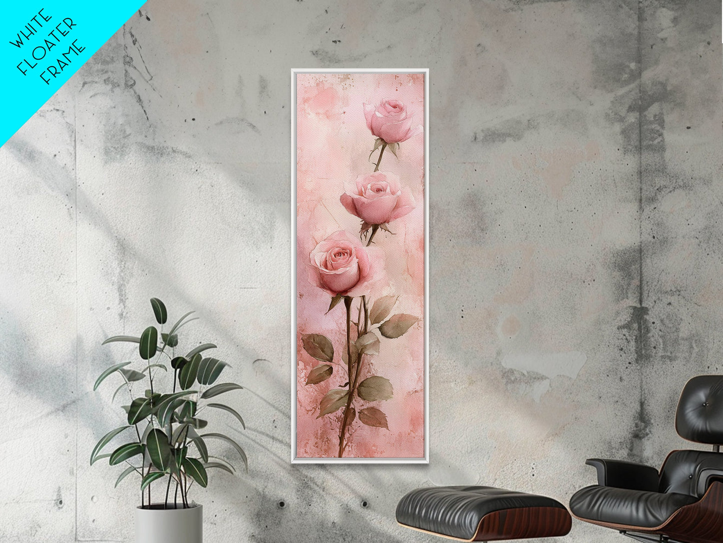 Rose Painting Framed Canvas Print Light Pink Wall Art Botanical Prints Above Sofa Art Living Room Art Rustic Wall Art Gift Idea