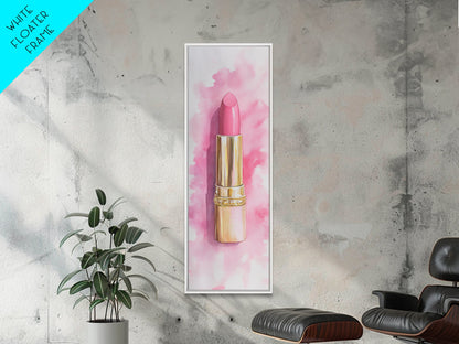 Pink Lipstick Canvas Print Feminine Pink Abstract Art Light Pink Wall Art Whimsical Art Rustic Decor Vertical Gift Idea Above Sofa