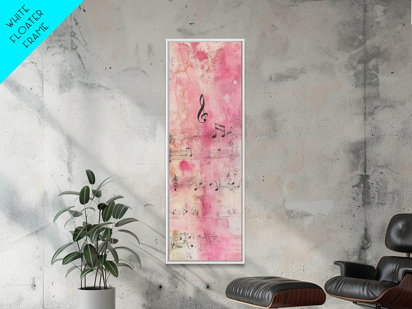 Musical Notes Abstract Canvas Print Pink Abstract Art Whimsical Art Rustic Decor Gift Idea Music Lovers Light Pink Wall Art