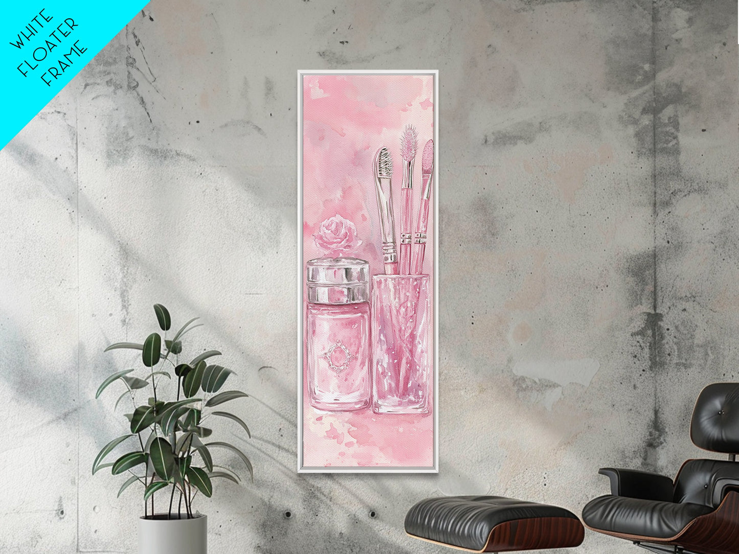 Delicate Makeup Illustration Canvas Print Pink Abstract Art Feminine Wall Decor Light Pink Wall Art Gift Idea Unique Painting
