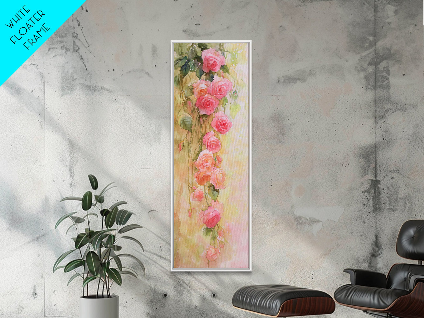 Cascading Roses Canvas Print Wildflower Painting Botanical Prints Vertical Wall Art Farmhouse Art Rustic Wall Art Romantic Gift