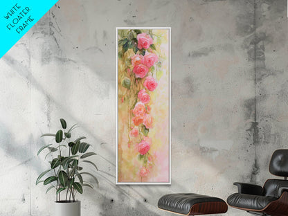 Cascading Roses Canvas Print Wildflower Painting Botanical Prints Vertical Wall Art Farmhouse Art Rustic Wall Art Romantic Gift