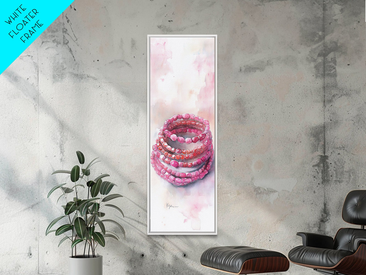 Gemstone Stack Canvas Print Whimsical Watercolor Art Pink Crystal Wall Art Bedroom Decor Gem Lover Unique Living Room Art