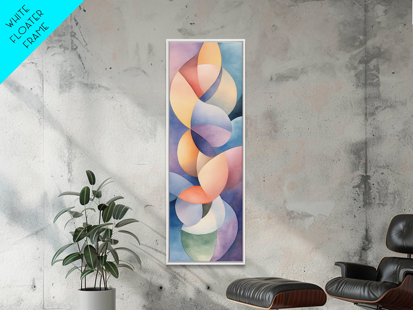 Bright Abstract Swirls Framed Canvas Print Colorful Geometric Wall Art Minimalist Boho Art Vertical Home Accent Gift Idea