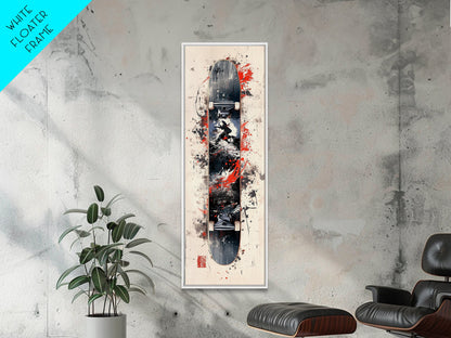 Graffiti Style Skateboard Canvas Print, Abstract Red and Black Wall Art, Urban Skateboard Art, Gift Idea for Living Room or Bedroom