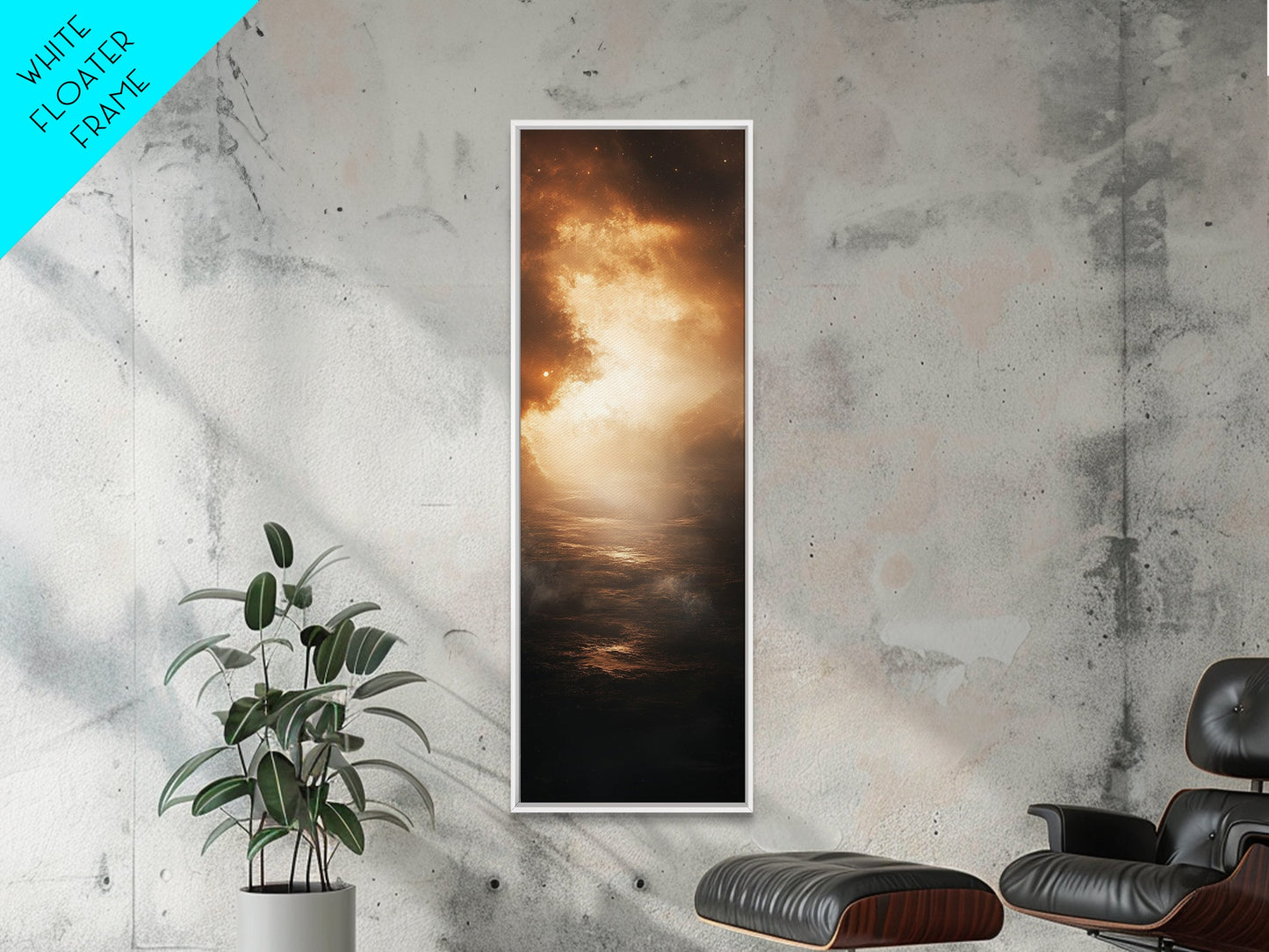 Golden Hour Ocean Sunset Moody Wall Art Framed Canvas Print Nautical Painting Living Room Coastal Wall Art Decor