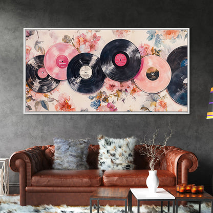 Vinyl Record Nostalgia Canvas Print Featuring Music Wall Art Retro Wall Art Pink Wall Art Moody Art Rustic Art Guest Room Living Decor