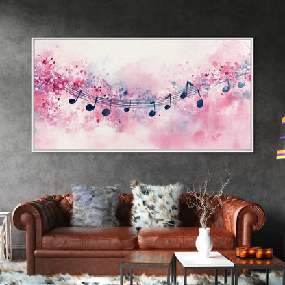 Music Notes Canvas Print Pink Abstract Art Musical Gift Idea Therapy Room Decor Boho Minimalist Wall Art Living Room Accent