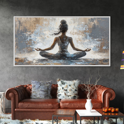 Yoga Pose Canvas Print Zen Abstract Meditation Wall Art Neutral Living Room Modern Therapy Art Gift Idea Unique Minimalist Decor