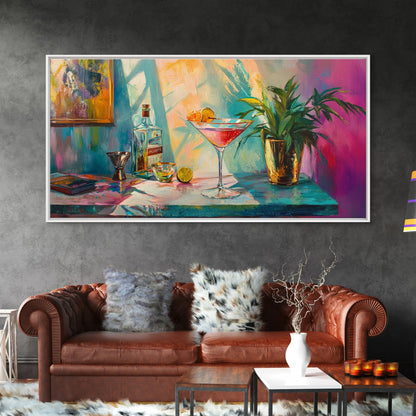 Martini Cocktail Canvas Print Colorful Bar Wall Art Vibrant Foodie Home Decor Gift Idea Kitchen Modern Party Drink Art Living Room