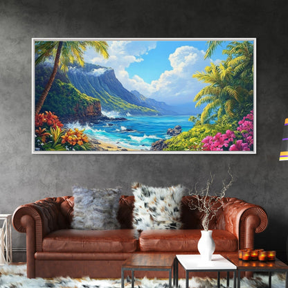 Tropical Beachscape Canvas Print Coastal Landscape Art Hawaii Decor Living Room Art Above Couch Art Nautical Wall Art Gift Idea