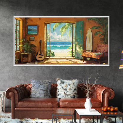 Ocean Retreat Leinwanddruck Küstendeko Rustikale maritime Wandkunst für über dem Sofa Tropische Strandzimmerkunst Bauernhauskunst Geschenkidee