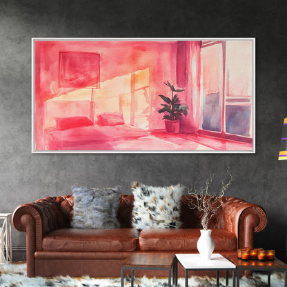 Sunny Bedroom Canvas Print Light Pink Wall Art Minimalist Decor Cherry Wall Art Therapy Art Rustic Bedroom Art Boho Art Gift Idea