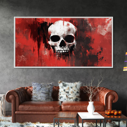 Skull Art Framed Canvas Print, Moody Dark Abstract Wall Decor, Gothic Bedroom Art, Unique Halloween Wall Art Gift, Dark Angels Decor