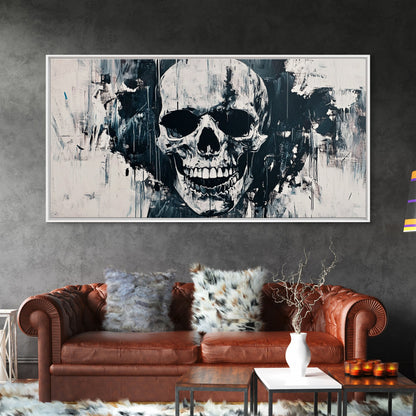 Gothic Skull Art Canvas Print, Dark Moody Abstract Wall Decor, Halloween Living Room Art, Unique Therapy Art Gift, Dark Angels Print