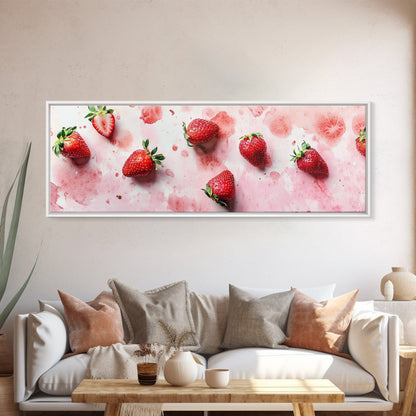 Strawberry Fruit Kitchen Art Framed Canvas Print Rustic Decor Horizontal Wall Art Living Room Art Whimsical Botanical Prints